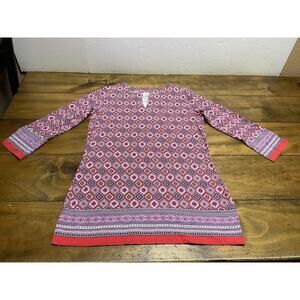 Coolibar Dress Womens XS Pink Oceanside Tunic Mini Geometric UPF 50 Tropical